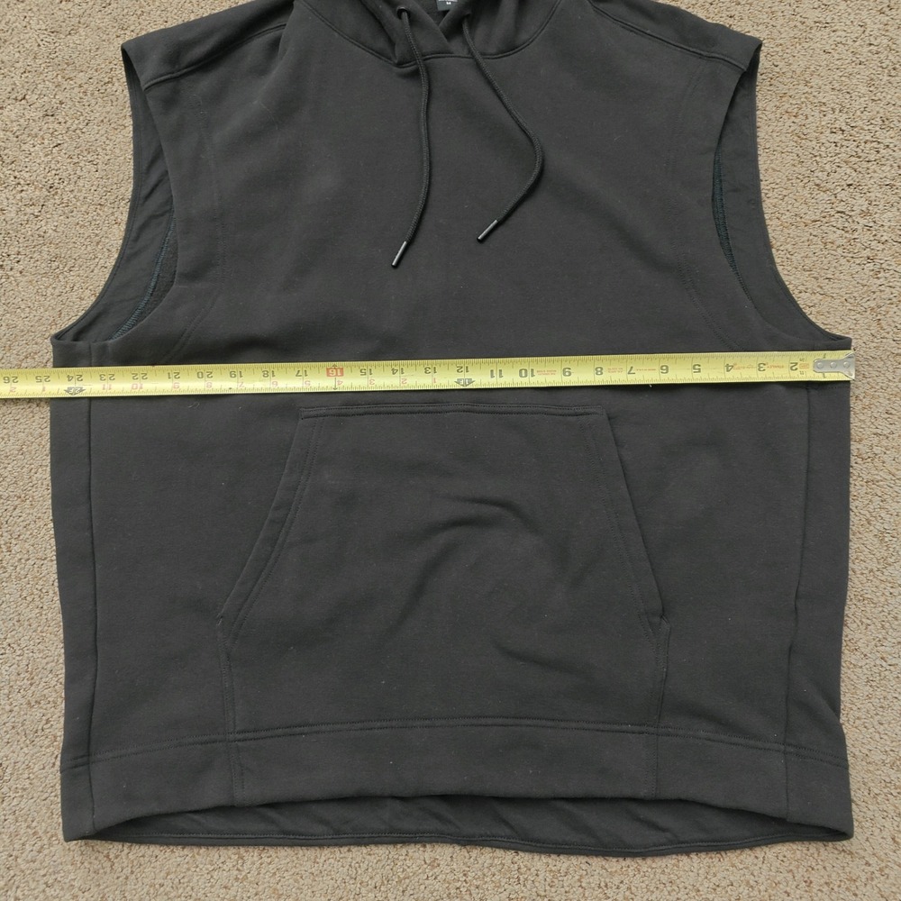 Athleta Retroplush Cocoon Sleeveless Hoodie Sweatshirt Black Medium 882487-01 - Picture 10 of 11